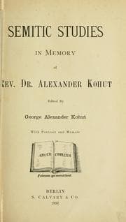 Tapa de Semitic studies in memory of Rev. Dr. Alexander Kohut