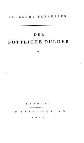 Tapa de Der göttliche Dulder