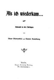 Tapa de Als ich wiederkam--