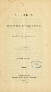 Tapa de An address delivered at Lexington, on the 19th (20th,) of April, 1835