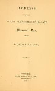 Tapa de Address delivered before the citizens of Nahant, Memorial day, 1882