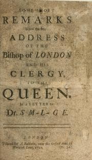 Tapa de Some short remarks upon the late address of the Bishop of London and his clergy to the Queen