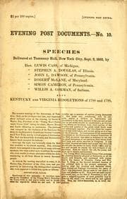 Tapa de Speeches delivered at Tammany Hall, New York City, Sept. 2, 1852