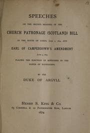 Tapa de Speeches on the second reading of the Church Patronage (Scotland) Bill, in the House of Lords, June 2, 1874