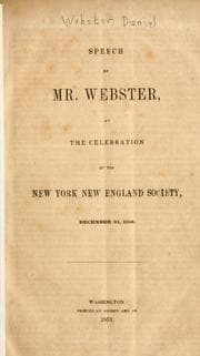 Tapa de Speech of Mr. Webster, at the celebration of the New York New England society, December 23, 1850