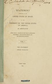 Tapa de Statement submitted  by the United States of Brazil to the President of the United States of America as arbitrator
