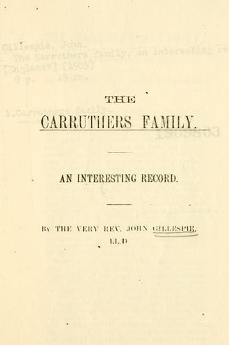 Tapa de Carruthers family, an interesting record