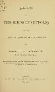 Tapa de Catalogue of the birds of Suffolk