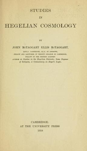 Tapa de Studies in Hegelian cosmology