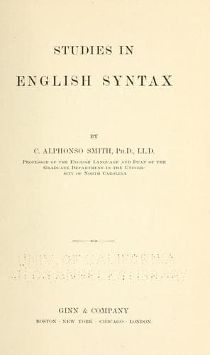 Tapa de Studies in English syntax