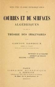 Tapa de Sur une classe remarquable de courbes et de surfaces algébriques et sur la théorie des imaginaires