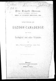 Tapa de Specimens of Eozoon canadense and their geological and other relations