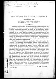 Tapa de The higher education of women, in connection with McGill University