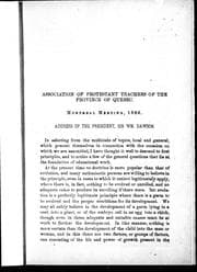 Tapa de Association of Protestant Teachers of the Province of Quebec