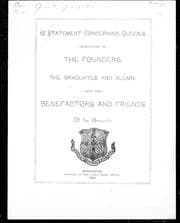 Tapa de A statement concerning Queen's, submitted to the founders, the graduates and alumni, and the benefactors and friends of the University
