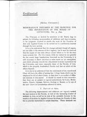 Tapa de Memorandum prepared by the Principal for the information of the Board of Governors, Dec. 3, 1890