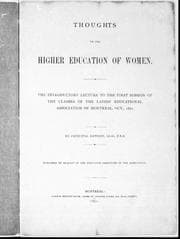Tapa de Thoughts on the higher education of women
