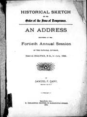 Tapa de Historical sketch of the Order of the Sons of Temperance