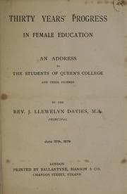 Tapa de Thirty years' progress in female education