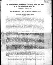 Tapa de The fourth anniversary of the Spring Garden Road home of the First Baptist Church, Halifax, N.S., Lord's day, April 12, 1891