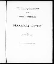 Tapa de On the general integrals of planetary motion