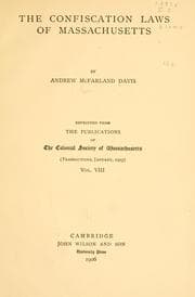 Tapa de The confiscation laws of Massachusetts