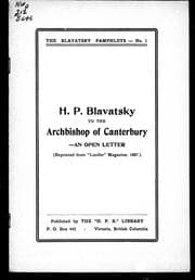 Tapa de H.P. Blavatsky to the Archbishop of Canterbury; an open letter