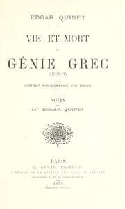 Tapa de Vie et mort du génie grec (inédit) Notes de Edgar Quinet