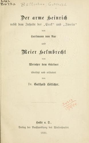 Tapa de Der arme Heinrich
