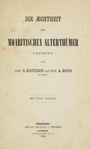 Tapa de Die Aechtheit der moabitischen Alterthümer