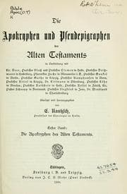 Tapa de Die Apokryphen und Pseudepigraphen des Alten Testaments