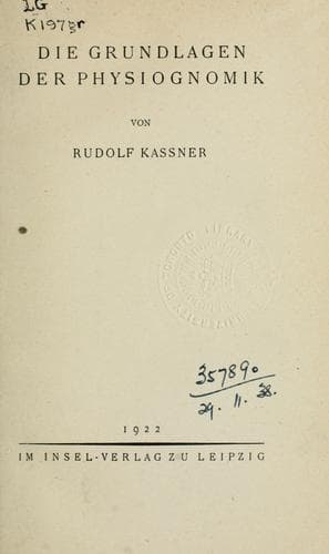 Tapa de Die Grundlagen der Physiognomik