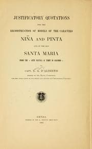 Tapa de Justificatory quotations for the reconstruction of models of the caravels Niña and Pinta and of the ship Santa Maria