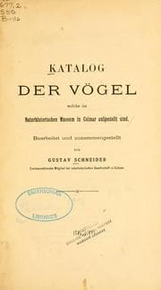 Tapa de Katalog der vögel welche im Naturhistorischen Museum in Colmar aufgestellt sind