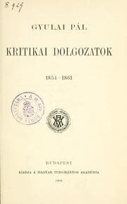Tapa de Kritikai dolgozatok, 1854-1861