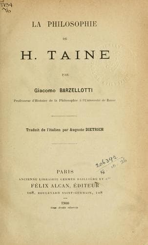 Tapa de La philosophie de H. Taine