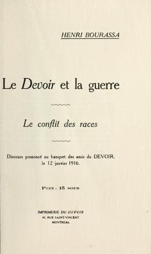 Tapa de Le Devoir et la guerre