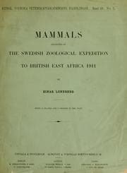 Tapa de Mammals collected by the Swedish Zoological Expedition to British East Africa 1911