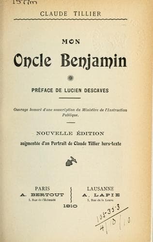 Tapa de Mon oncle Benjamin