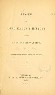 Tapa de Review of Lord Mahon's history of the American revolution