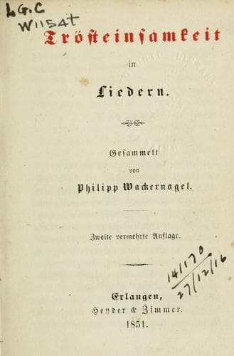 Tapa de Trösteinsamkeit in Liedern