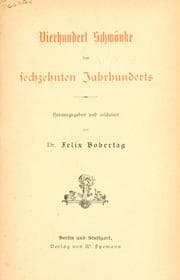 Tapa de Vierhundert Schwänke des sechzehnten Jahrhunderts