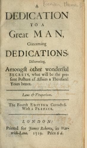 Tapa de A dedication to a great man, concerning dedications