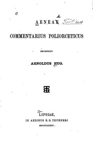 Tapa de Aeneae Commentarius poliorceticus