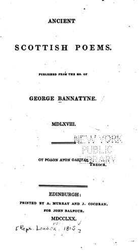 Tapa de Ancient Scottish poems.