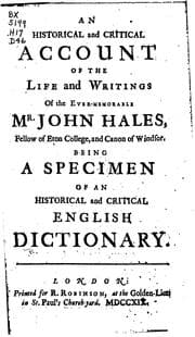 Tapa de An historical and critical account of the life and writings of the ever-memorable Mr. John Hales ..