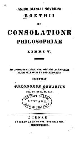 Tapa de Anicii Manlii Severini Boethii De consolatione philosphiae libri v
