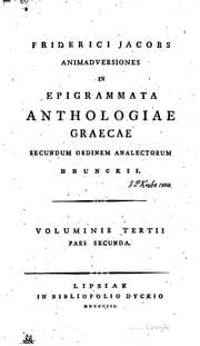 Tapa de Anthologia graeca sive poetarvm graecorvm lvsvs ex recensione Brunckii ...