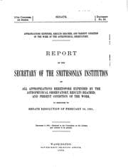 Tapa de Appropriations expended, results reached, and present condition of the work of the Astrophysical observatory