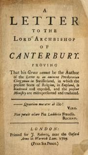 Tapa de A letter to the Lord Archbishop of Canterbury